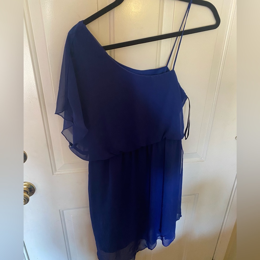 Royal blue one shoulder blouse size L